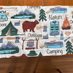 Outdoor Camping Print Cotton Valance - White with Multicolor Prints